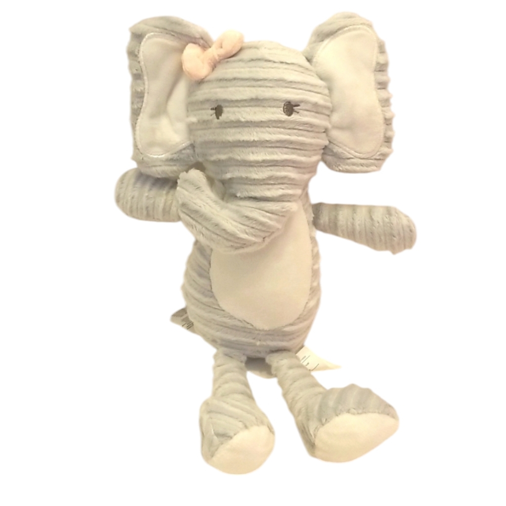 Chick Pea Elephant Corduroy Cordy Pink Bow Lovey Plush Doll